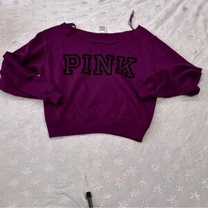 VICTORIA'S SECRET PINK EVERYDAY LOUNGE OFF THE SHOULDER CREW SWEATSHIRT